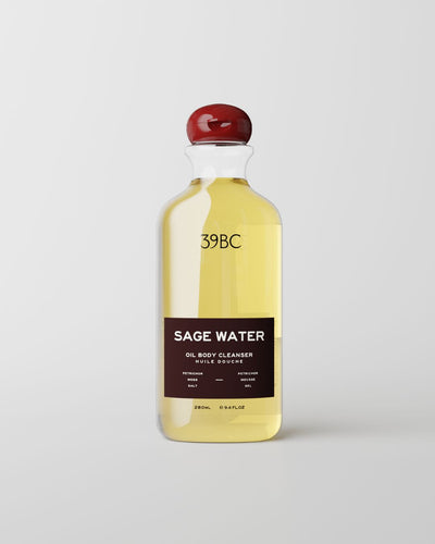39BC Sage Water Bath & Shower Oil, 280 ml bottle, on a white background